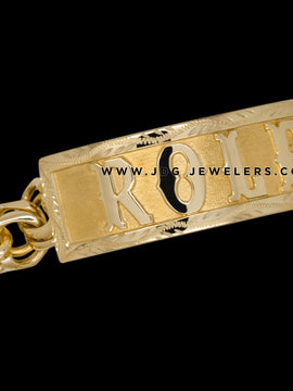 Chino Link ID Bracelet with textured Bezel, plain Letters