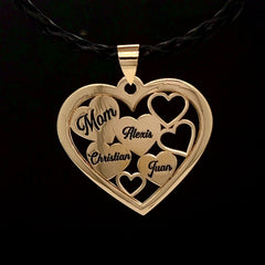 Dije De Corazon para Mama Grabado De Oro 10KT/10KT Gold Heart Pendant for Mom with Names Engraved