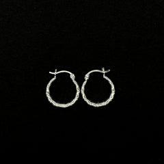 Arracadas Estilo Bamboo de Plata 925/Sterling Silver Bamboo Hoop Earrings
