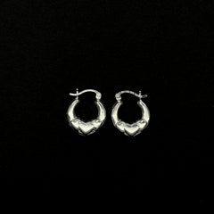 Arracadas con Corazones de Plata 925/Sterling Silver Heart Design Hoop Earrings
