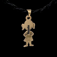 Dije De Niña con nombre grabado para Mama De Oro 10KT/10KT Gold Girl Pendant with name Engraved for Mom