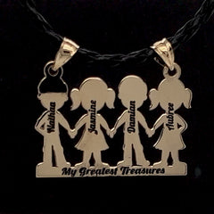 Dije De 4 Niños para Mama De Oro 10KT/10KT Gold 4 Children Pendant for Mom
