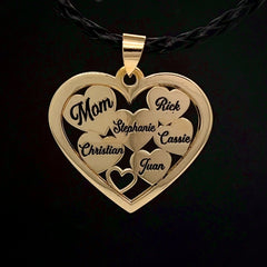 Dije De Corazon para Mama Grabado De Oro 10KT/10KT Gold Heart Pendant for Mom with Names Engraved