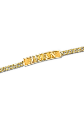 10KT Gold Chino Link Baby Bracelet with FREE Name – 4mm, 5” (Tejido Chino)