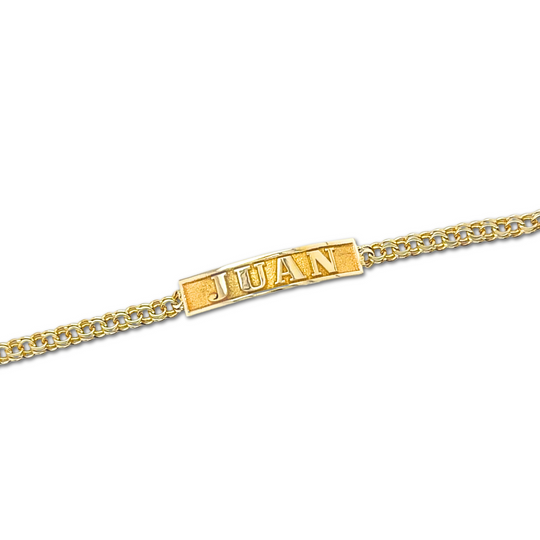 10KT Gold Chino Link Baby Bracelet with FREE Name – 4mm, 5” (Tejido Chino)
