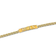 10KT Gold Chino Link Baby Bracelet with FREE Name – 4mm, 5” (Tejido Chino)