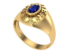 10KT Yellow Gold Kinder Spirit Plain Graduation Ring Blue Stone Size 5