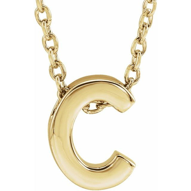 10KT Yellow Gold Initial C Necklace 17+1 Inches