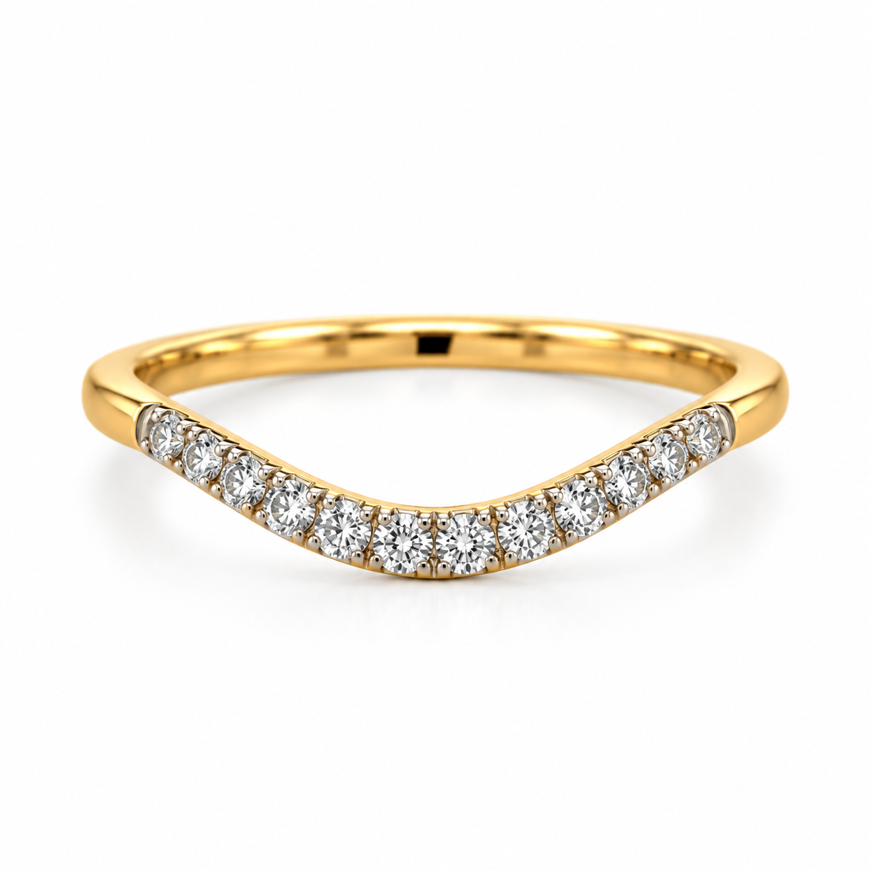 14K Yellow Gold 0.23CTTW Lab-Created Diamonds Curved Wedding Band (Not