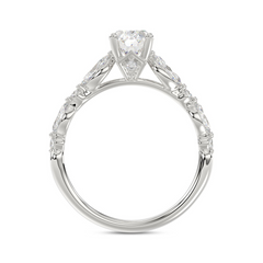 1.55 CTTW Certified Lab-Created Oval Shape Diamond Solitaire Engagement Ring in 14KT White Gold Setting with Round and Marquise Stones (Center 1.00CT)