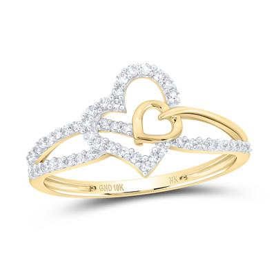 10KT YELLOW GOLD 1/5CTW NATURAL DIAMONDS HEART RING