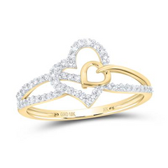 10KT YELLOW GOLD 1/5CTW NATURAL DIAMONDS HEART RING