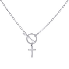 925 Sterling Silver Womens Cross Religious Charm Necklace Size 16 Inches