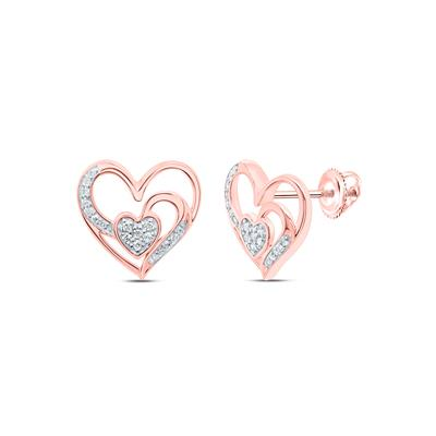 10KT ROSE GOLD 0.10 CTW NATURAL DIAMONDS GIFT HEART EARRING