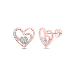 10KT ROSE GOLD 0.10 CTW NATURAL DIAMONDS GIFT HEART EARRING
