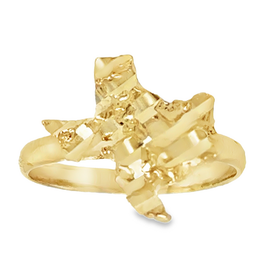 10KT Yellow Gold Nugget Texas Ring Simple Band