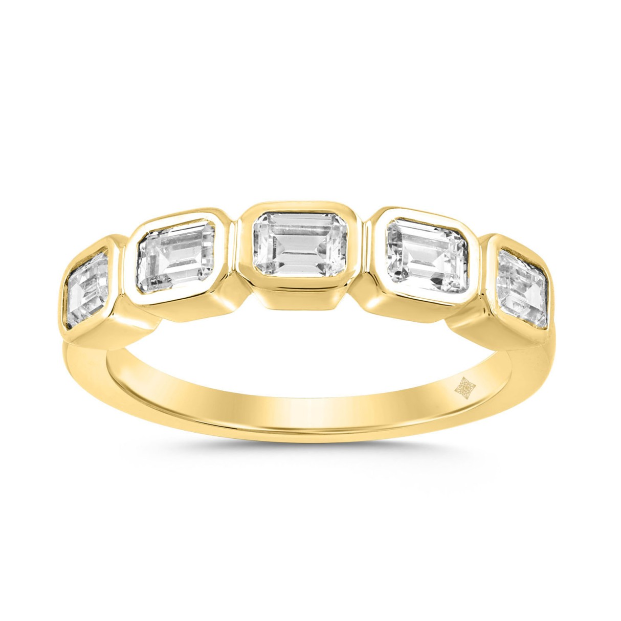 LADIES BAND 1CT EMERALD LAB DIAMOND 14K YELLOW GOLD