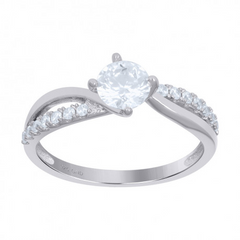 925 Sterling Silver Womens Cubic-Zirconia Ring Size 6