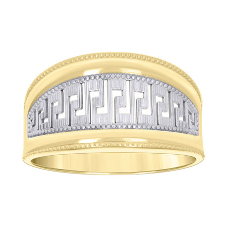 10kt Two-tone Gold Womens Greek Key Ring