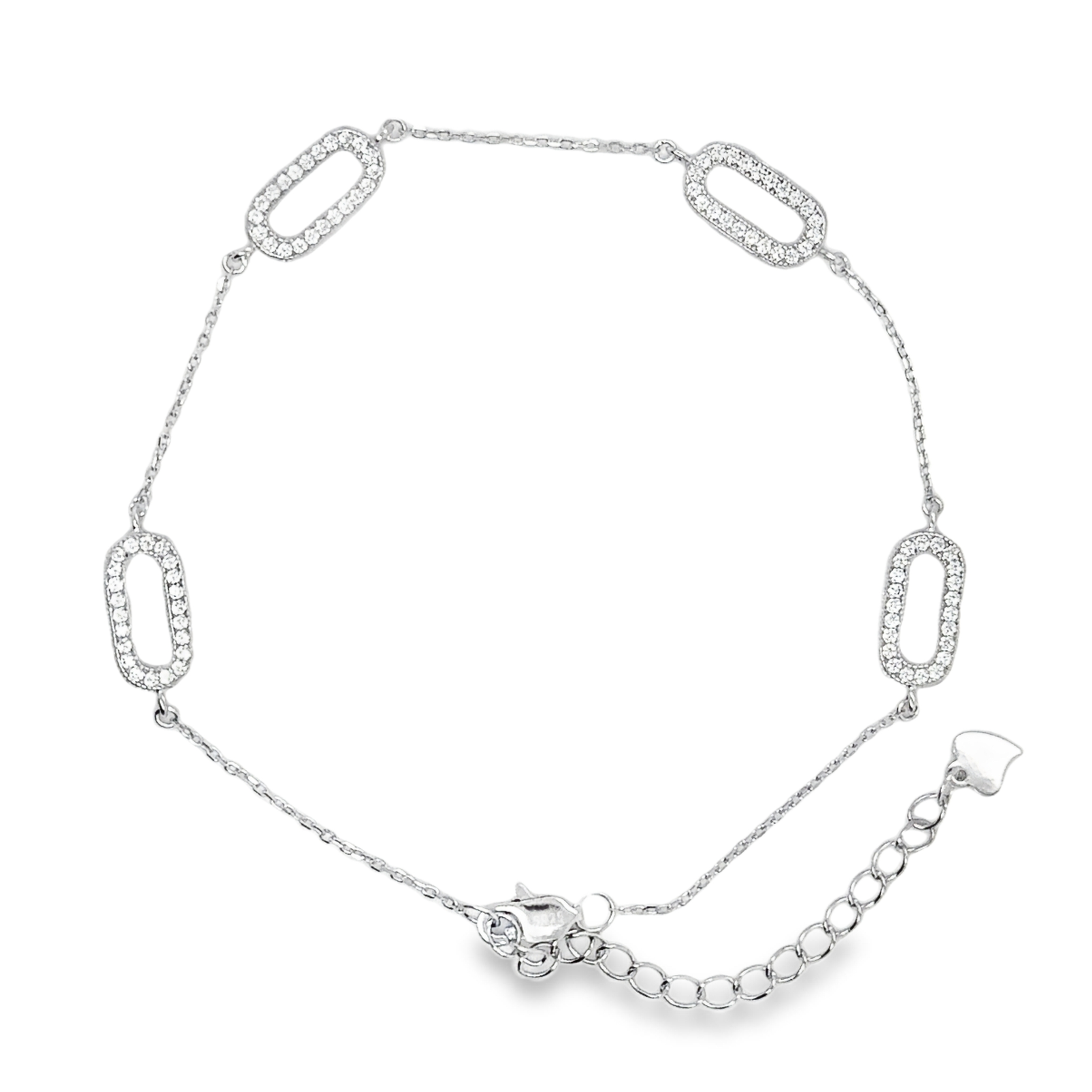 Sterling Silver Paperclip Design Bracelet 8" with 2" extension to make anklet