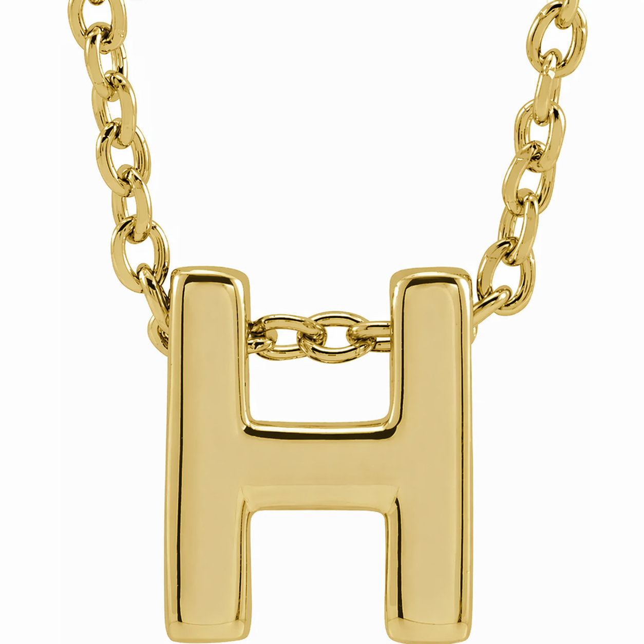 10KT Yellow Gold Initial H Necklace 17+1 Inches