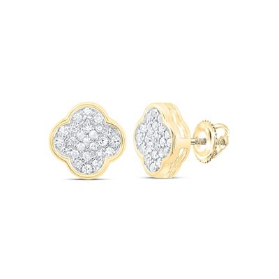 10KT Yellow Gold 1/6CTW-Natural Diamonds Clover Earrings