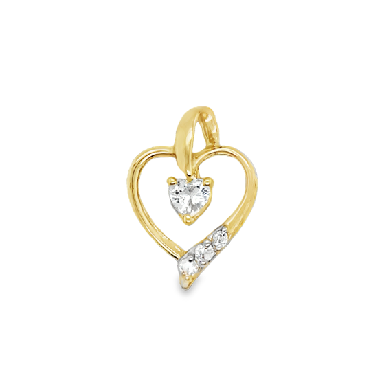 10KT YELLOW GOLD HEART CZ PENDANT