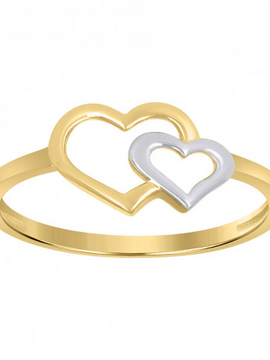 10kt Two-Tone Gold Womens Double Heart Ring