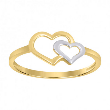 10kt Two-Tone Gold Womens Double Heart Ring