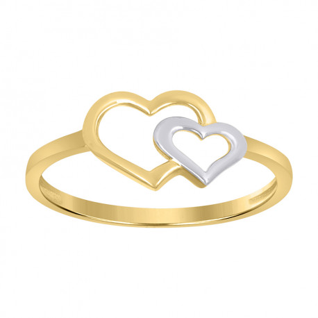 10kt Two-Tone Gold Womens Double Heart Ring