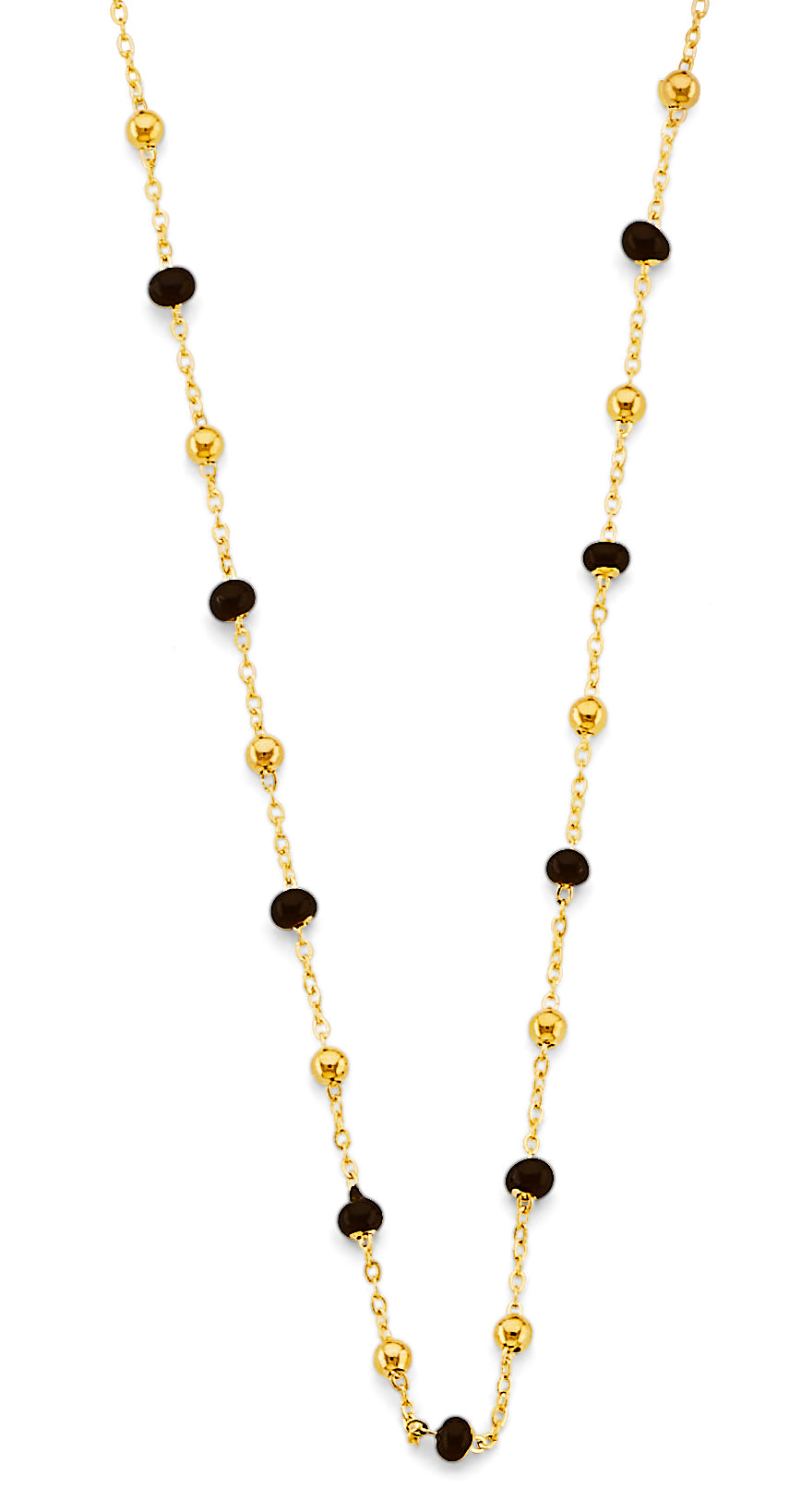 14KY Black Enamel Bead Necklace 17+1