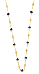 14KY Black Enamel Bead Necklace 17+1