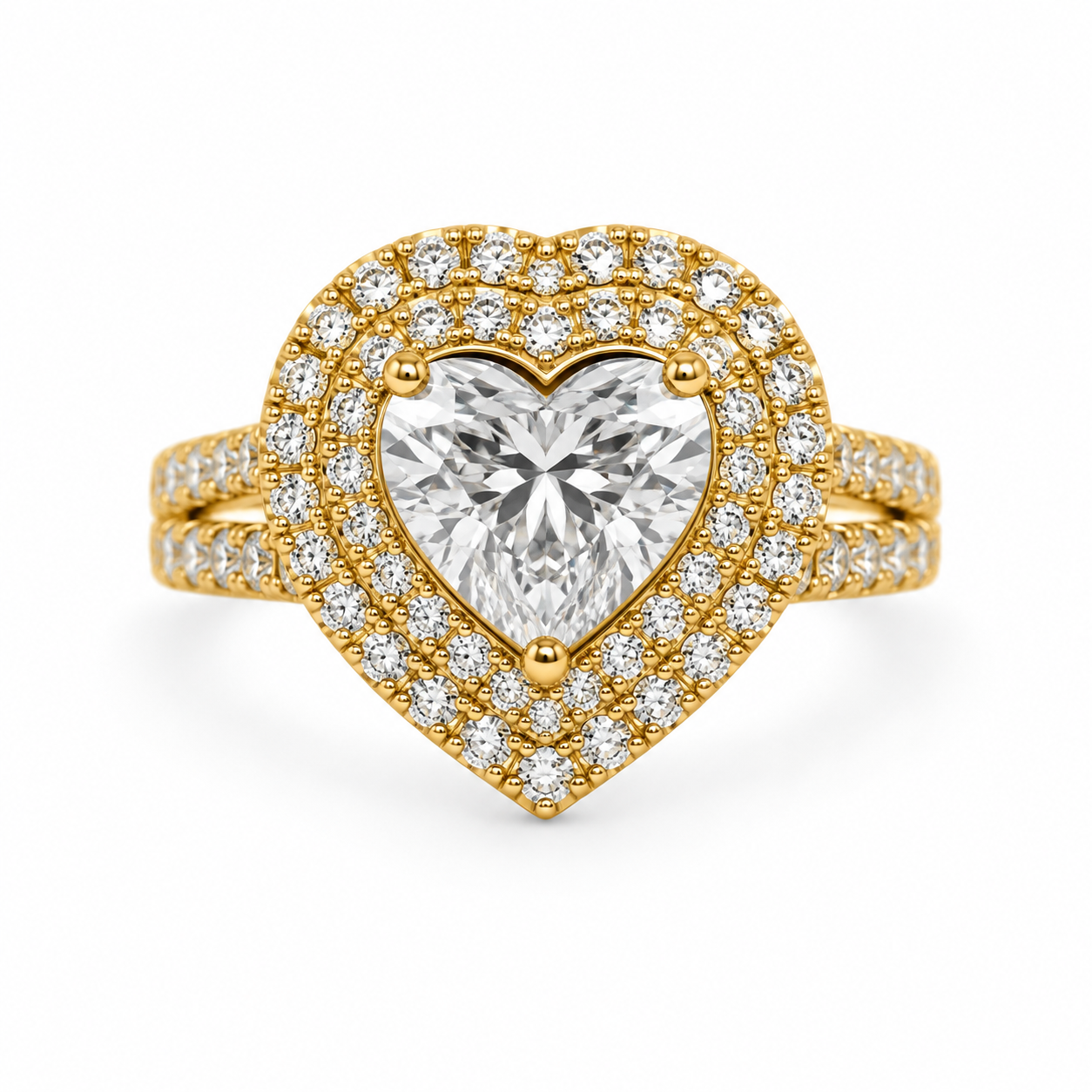 14K Yellow Gold 3.28CTTW Certified Lab-Created Heart Shape with Accent