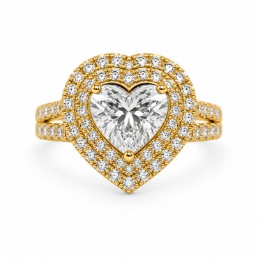 14K Yellow Gold 3.28CTTW Certified Lab-Created Heart Shape with Accent