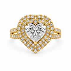 14K Yellow Gold 3.28CTTW Certified Lab-Created Heart Shape with Accent