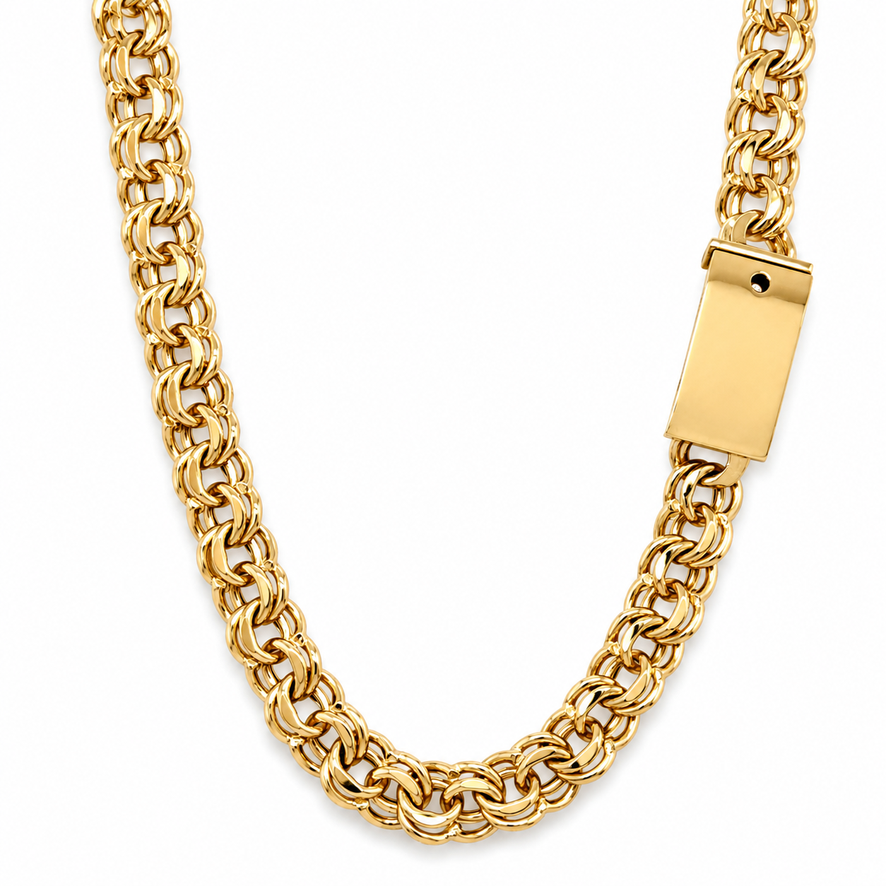 10KT Gold 9MM Chino Link Monaco Chain 22 Inches FREE ENGRAVING