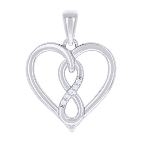 925 Sterling Silver Womens Cubic-Zirconia Infinity Heart Pendant