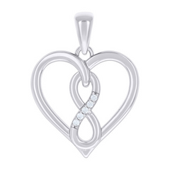 925 Sterling Silver Womens Cubic-Zirconia Infinity Heart Pendant