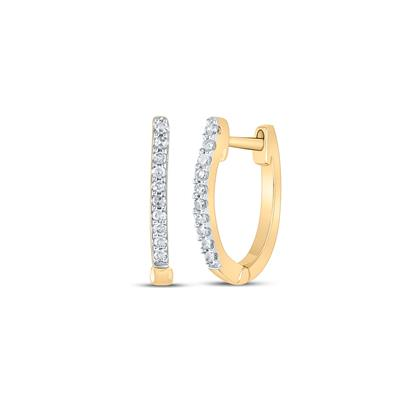 10k Yellow Gold Round Diamond Hoop Earrings 1/10 Cttw