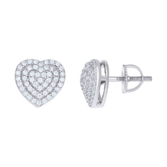925 Sterling Silver Women Cubic-Zirconia 10mm Heart Stud Earrings