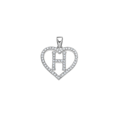925 Sterling Silver Womens Cubic Zirconia Initial Letter H Heart Charm