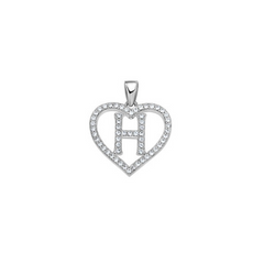 925 Sterling Silver Womens Cubic Zirconia Initial Letter H Heart Charm
