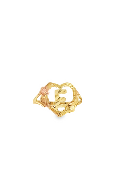 10KT GOLD HEART INITIAL RING 