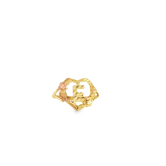 10KT GOLD HEART INITIAL RING 