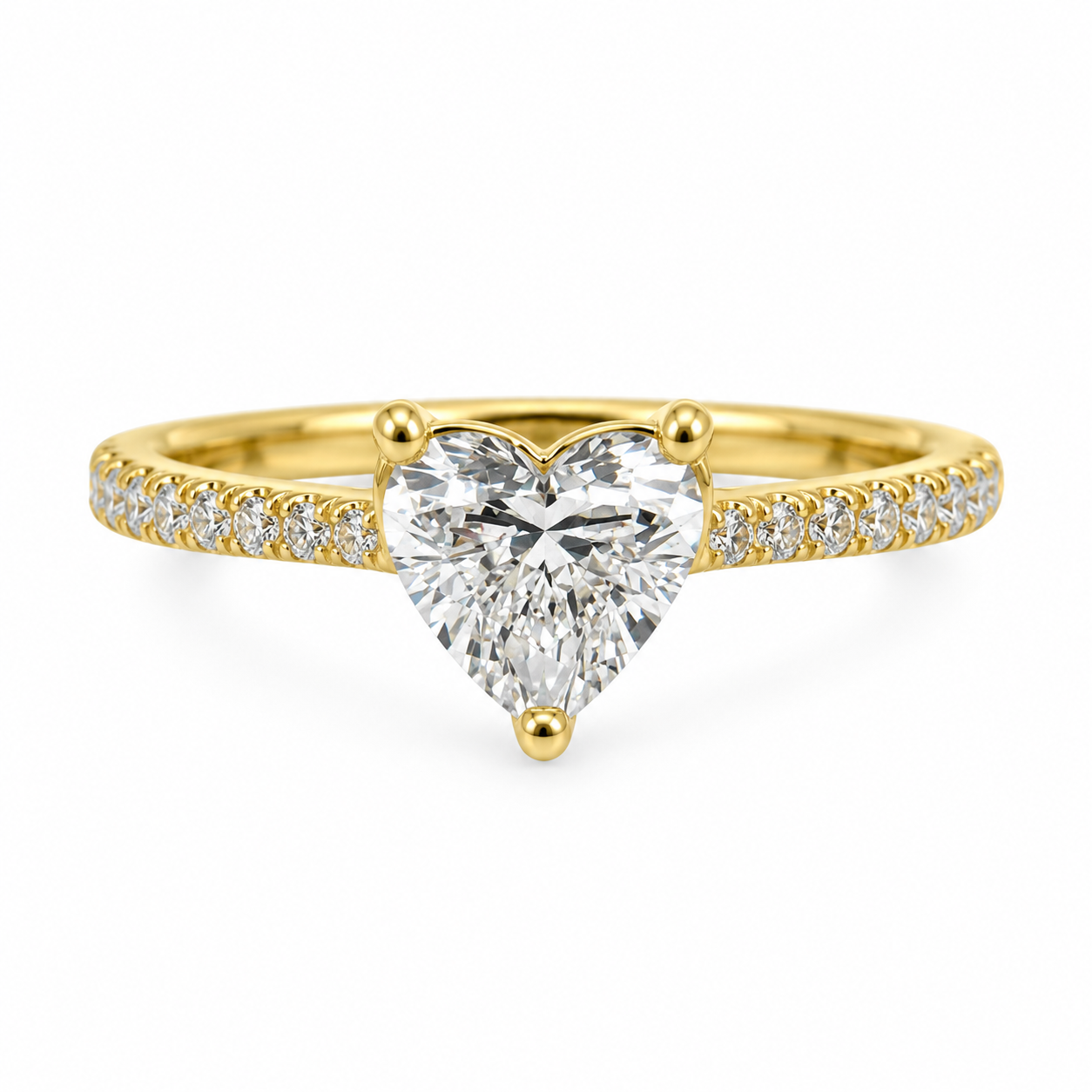 14K Yellow Gold 2.25CTTW Certified Lab-Created Heart Shape with Accent