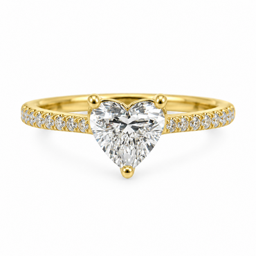 14K Yellow Gold 2.25CTTW Certified Lab-Created Heart Shape with Accent