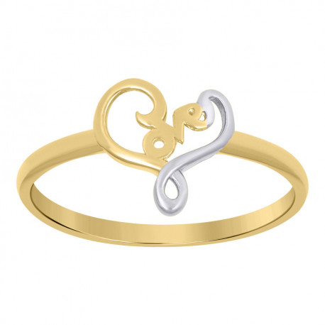 10kt Two-Tone Gold Womens Love Heart Love Ring