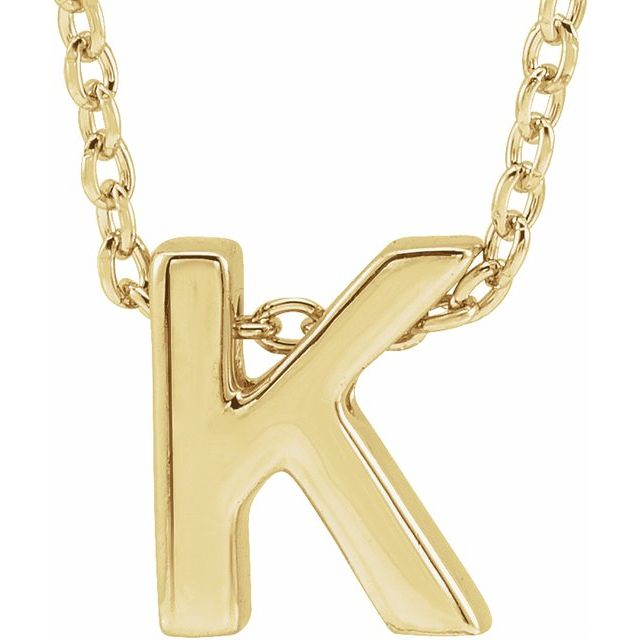 10KT Yellow Gold Initial K Necklace 17+1 Inches