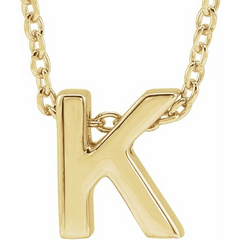 10KT Yellow Gold Initial K Necklace 17+1 Inches