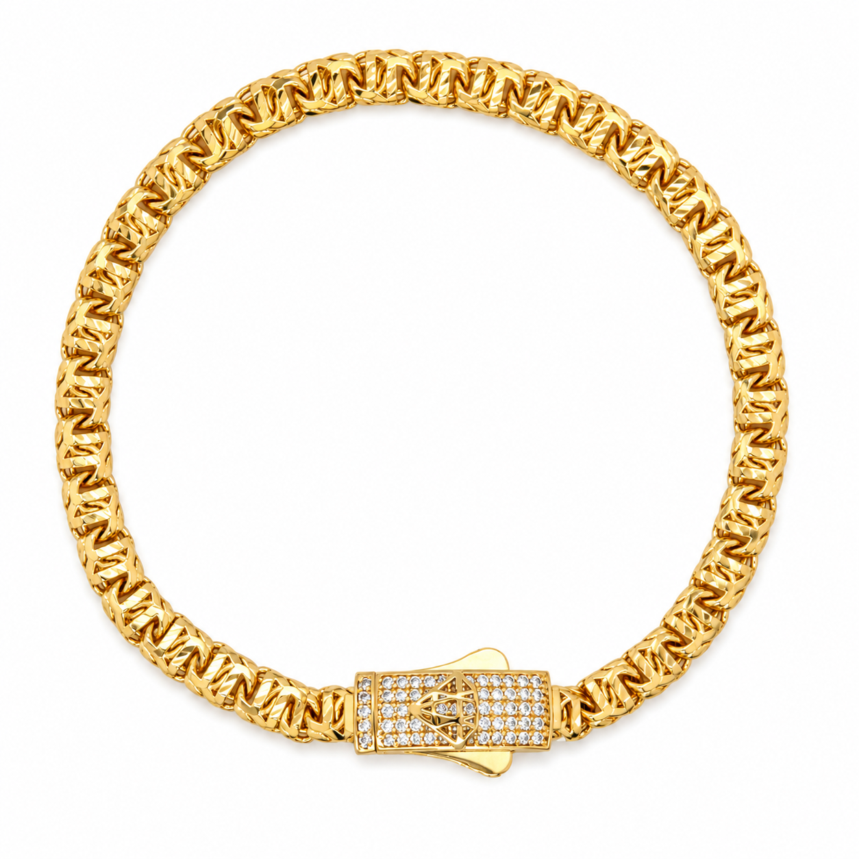 10KT Gold 5MM Chino Bar Monaco Bracelet with Diamond Cut Bars,  7.5 In